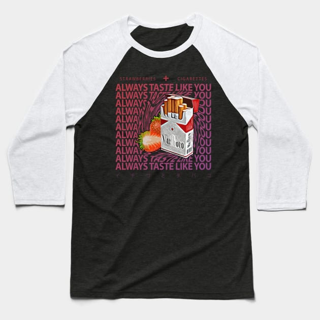 Strawberries and Cigarettes Baseball T-Shirt by TWENTEETWO Apparel